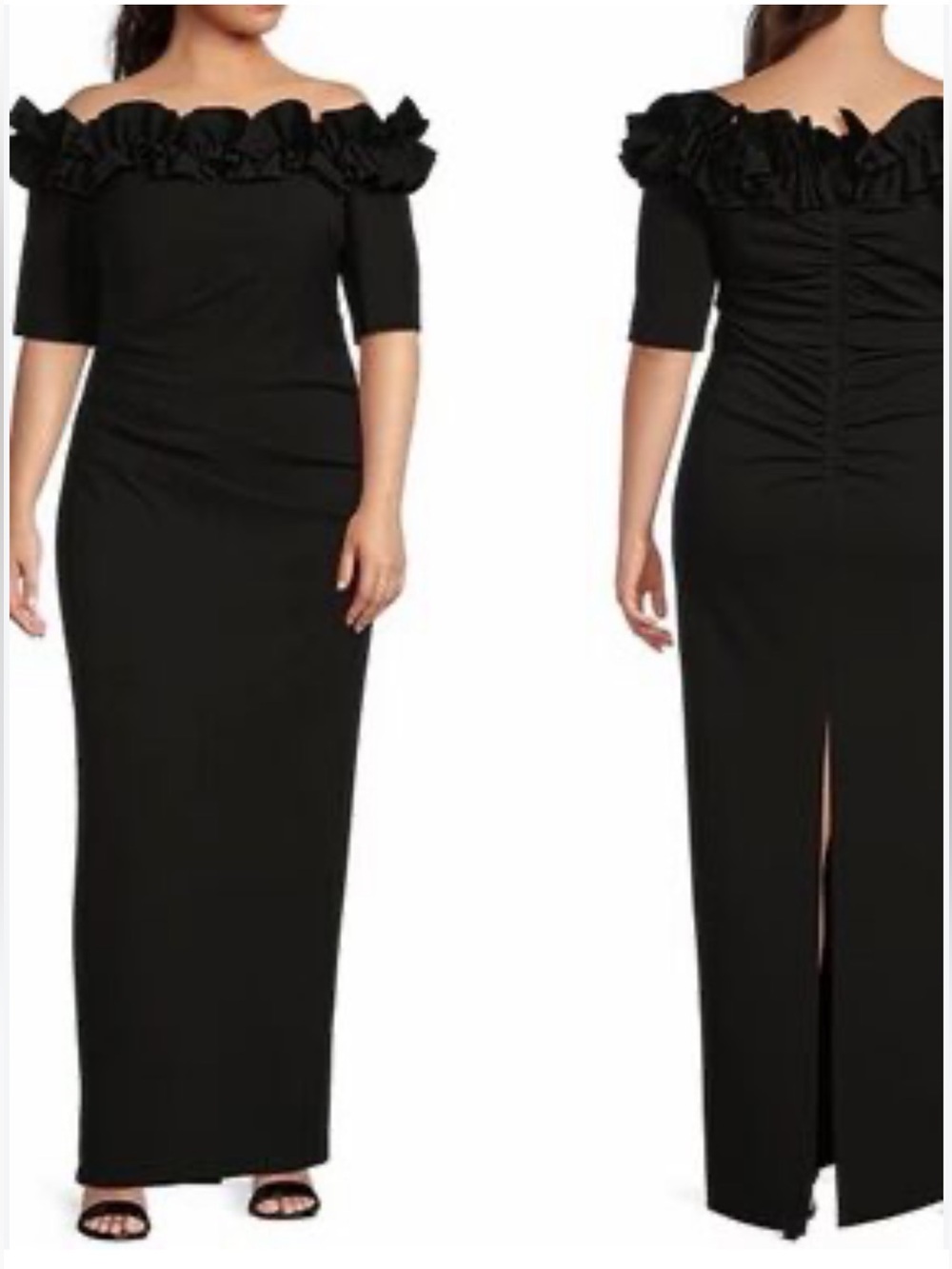 LAURA Plus Gown w Ruffle Detail at Neckline